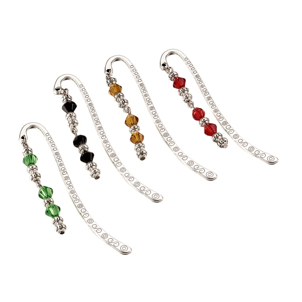 Заколки/шпильки в тибетском стиле со стеклянными бусинами смешанные цвета 84 мм