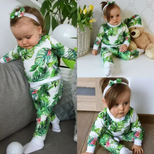 Лидер продаж Одежда для новорожденных маленьких девочек с рисунком Фламинго