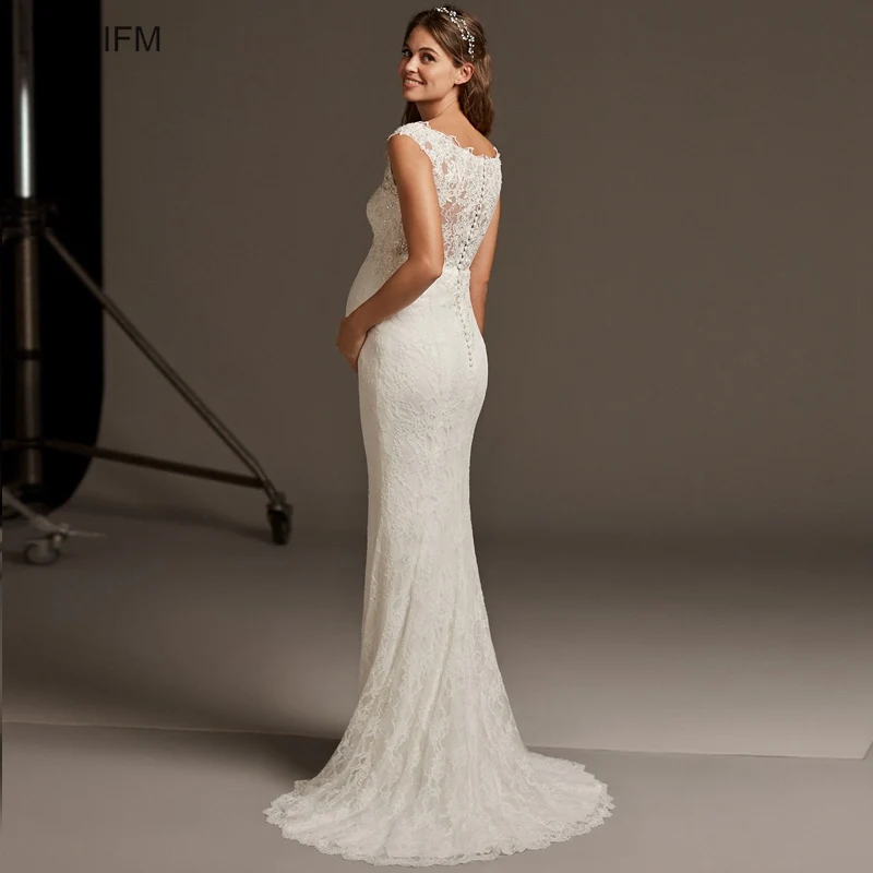 2019 VNXIFM Mermaid women pregnant Wedding Dresses Sweetheart Sleeveless Sexy Zipper Robe Court Train Plus Size Bridal Gowns | Свадьбы и