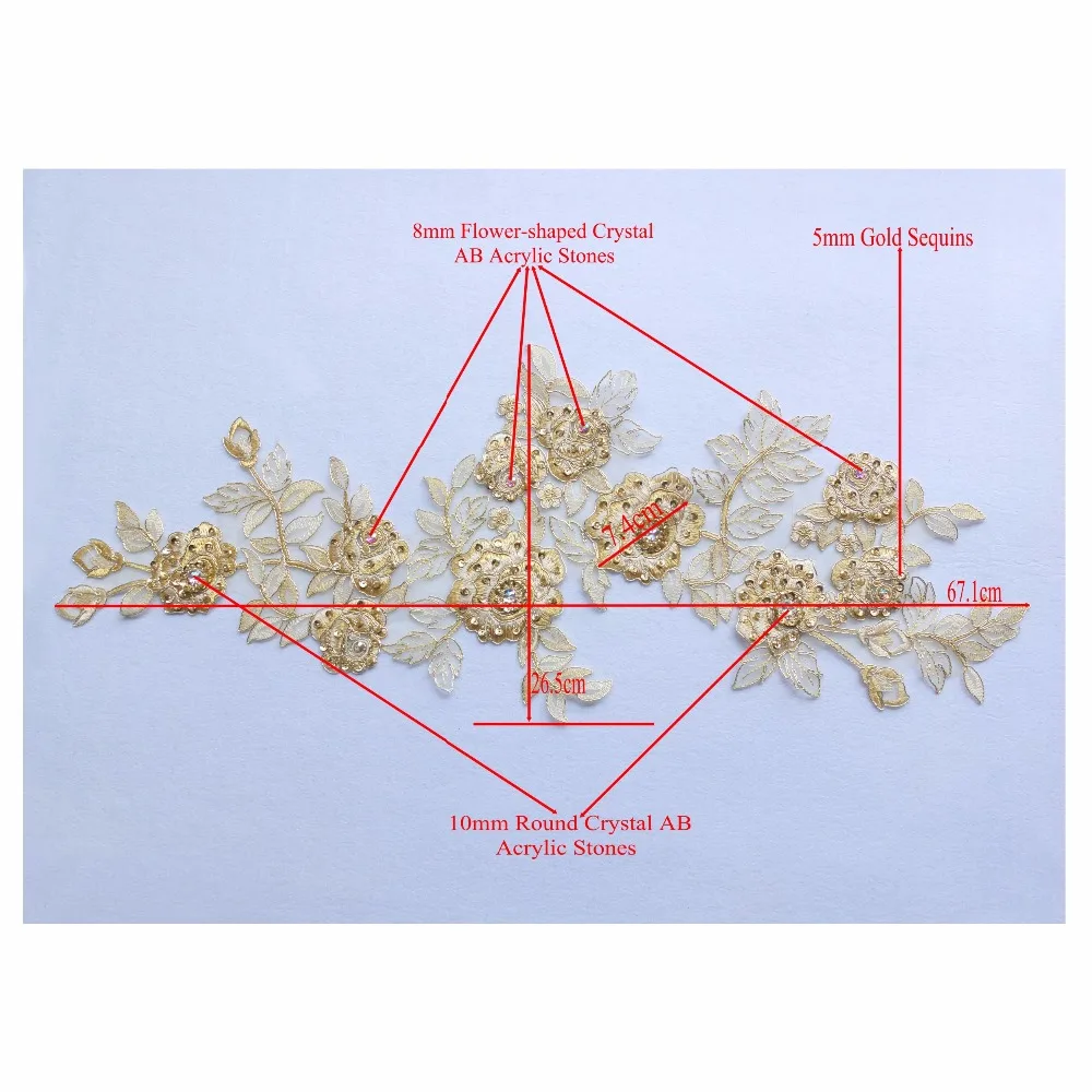 Free Shipping 5pcs/lot x New 3D Handmade Gold/Cream Beaded Sequin Flower Embroidery Organza Lace Applique Patches Collar BNC135E | Дом и сад