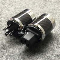 free shipping carbon fiber rhodium plated us ac power plug for diy power cable amplifer