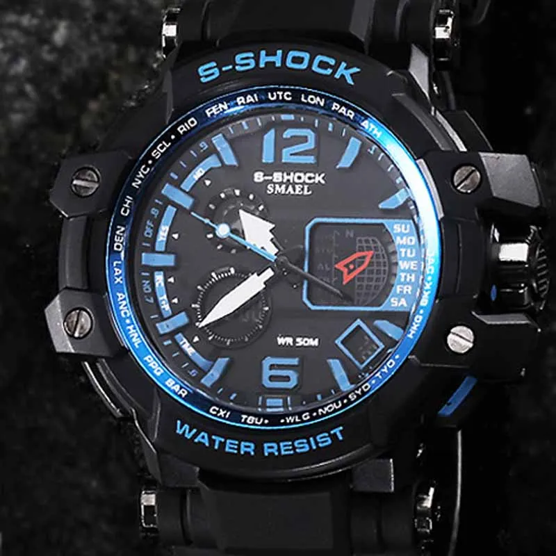 Fashion Men Watch Double Depth Waterproof Shockproof Mountaineering Leisure Watches Outdoor Sports Digital Wristwatches Sale | Наручные