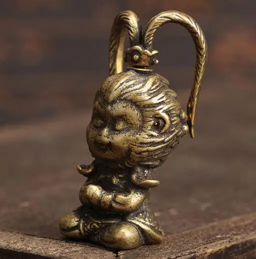 Китайский Фэншуй медная резьба Ретро Чистая латунь Обезьяна Король солнце Wukong