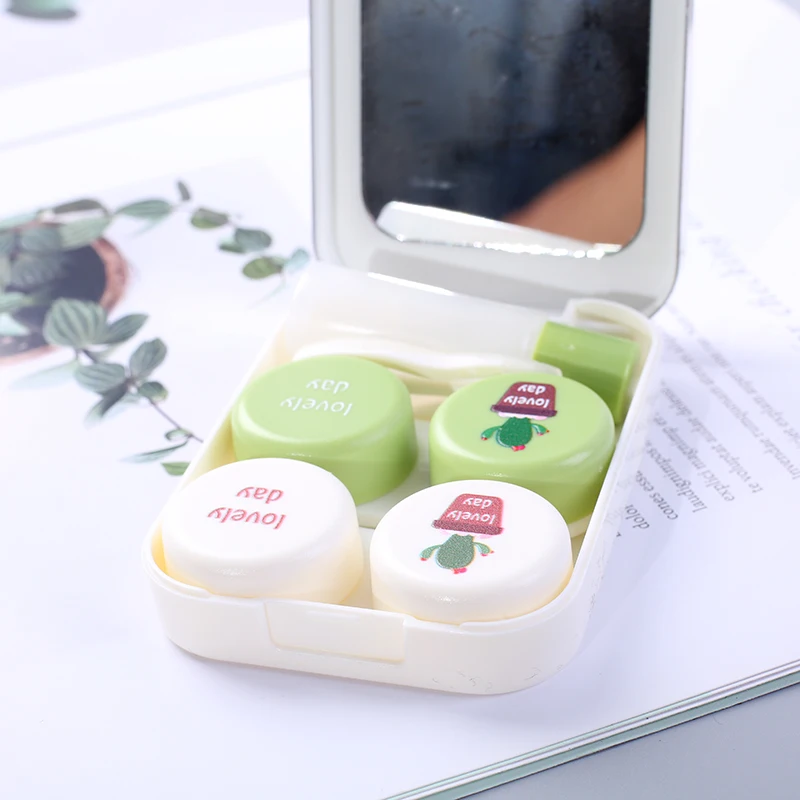 Cute full function Double small cartoon fashion luxury lens box Plastic Mirror Contact Lens Case | Аксессуары для одежды