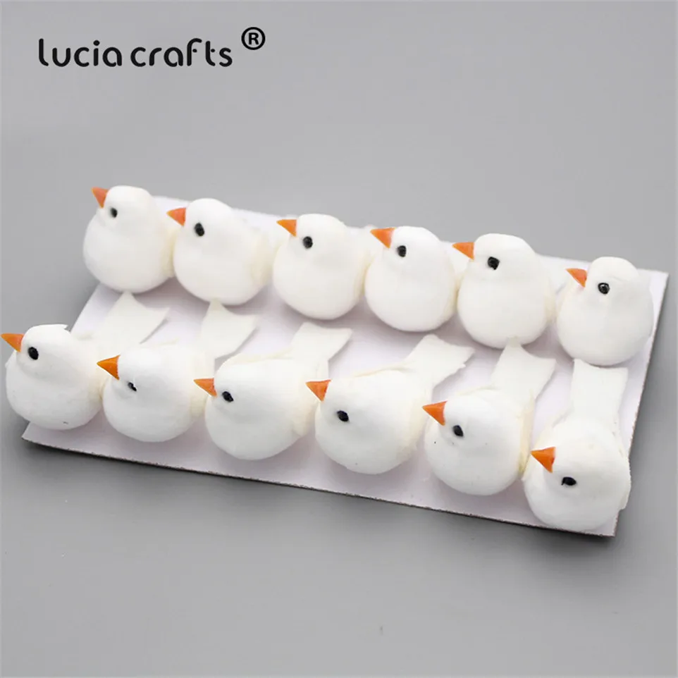 Lucia crafts 12 шт./лот 2,5*5 см пена Искусственные Птицы вечерние свадебные/части/рождественские поделки, скрапбукинг украшения H0455