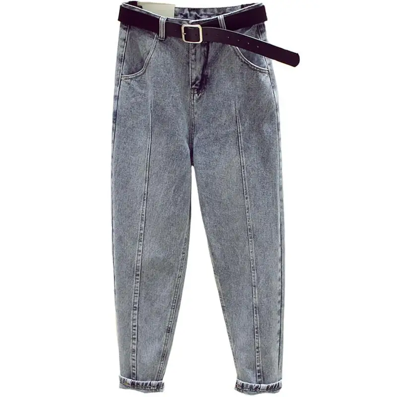 Jeans Women Pants Autumn High Waist Jean Femme Pantalon Trousers Streetwear Vintage Ankle-Length Fitness Harem Denim Pants - Цвет: Синий