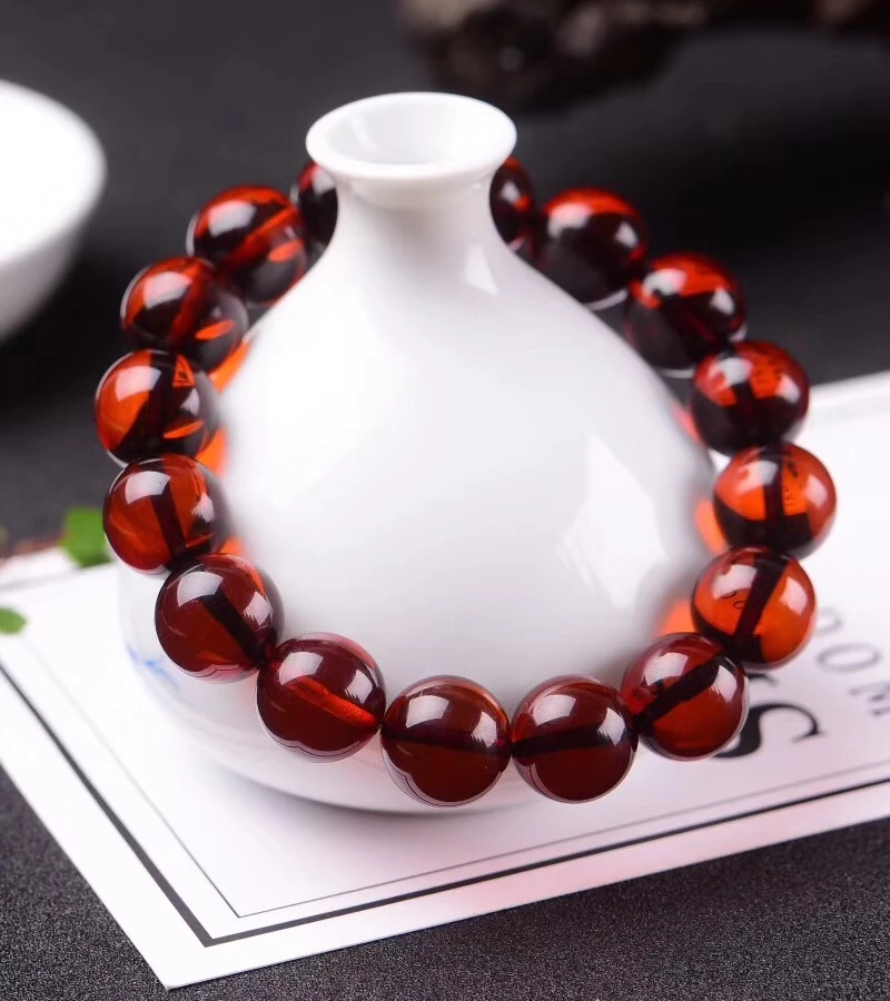 Natural Blood Red Amber Bracelet Jewelry For Women Man Healing Beauty Crystal 11mm Round Beads Stone Gemstone AAAAA Certificate | Украшения