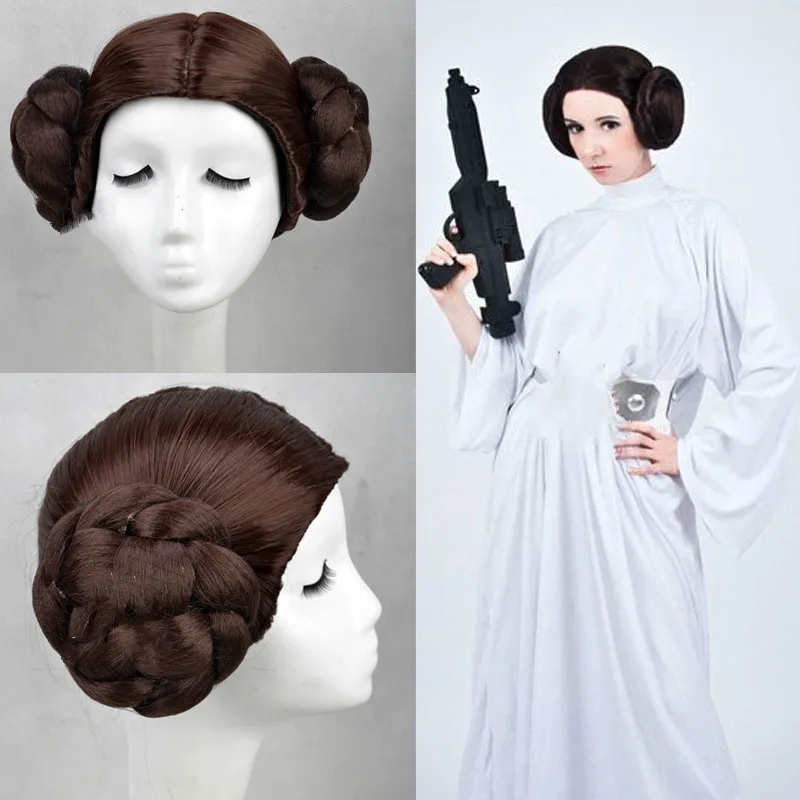 Принцесса Leia Organa Solo Косплей головные уборы Звездные войны Cos Browm Двойной Косички
