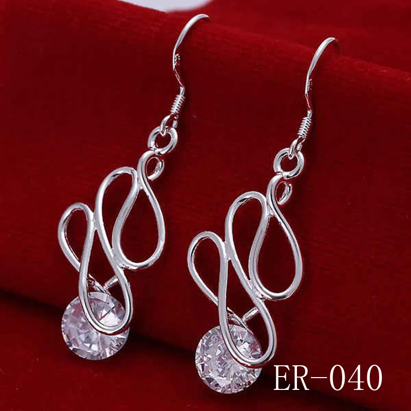 Серьги-подвески женские из серебра 925 пробы с инкрустацией фианитами | Украшения