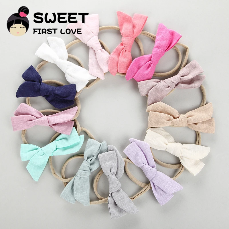 

50pcs Girls Nylon Headband Hair Bows Elastic Bowknot Hairband For Children Kids Toddler Hair Accessories Headwear Wholesale