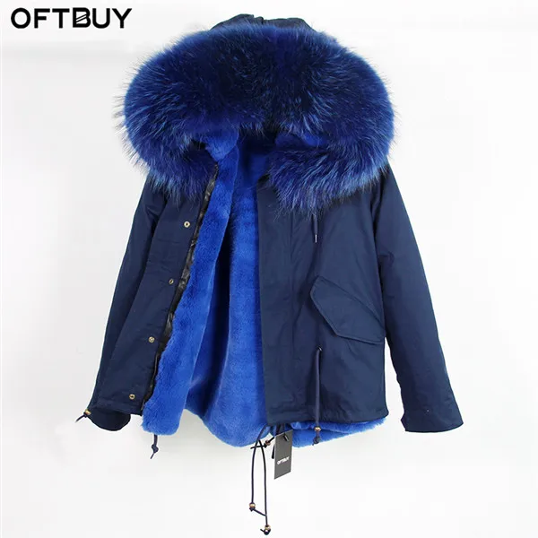 OFTBUY, темно-синяя парка, зимняя куртка, пальто для женщин, пальто с натуральным мехом, парка с воротником из натурального меха енота, с капюшоном, теплая мягкая подкладка из искусственного меха - Цвет: 10
