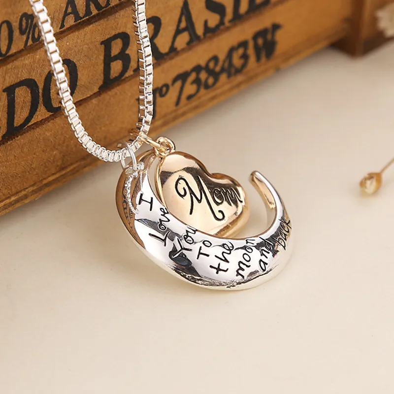 Лунное ожерелье подвесное для женщин I Love You To The Moon и Back Heart колье ювелирное