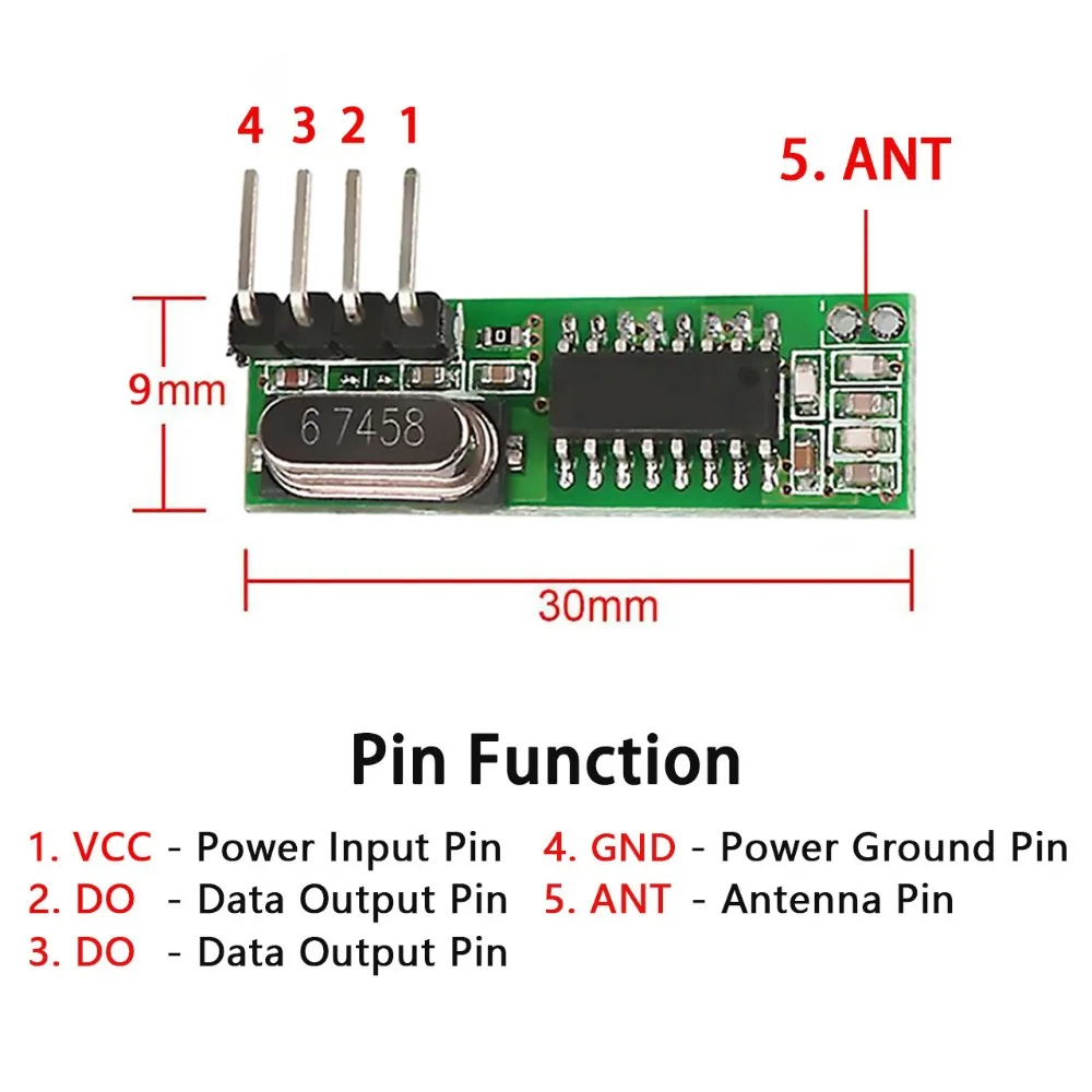 QIACHIP RF 433 МГц Супергетеродинный приемник беспроводное реле DC 1CH ASK/OOK модуль к MCU/ARM Arduino UNO 433,92 МГц пульт дистанционного управления
