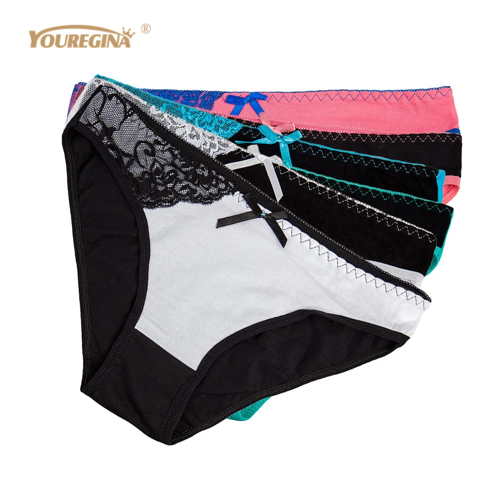 

YOUREGINA Female Sexy Underwear Women Thong Cotton Briefs Lingerie Calcinha Pink Woman Ladies Seamless Lace Panties 6pcs/lot
