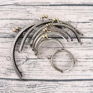 1 шт. изящная Античная латунная металлическая рамка для кошелька сделай сам с застежкой-кольцом для сумки, ручка для изготовления сумок, кошелек с зажимом 7 размеров