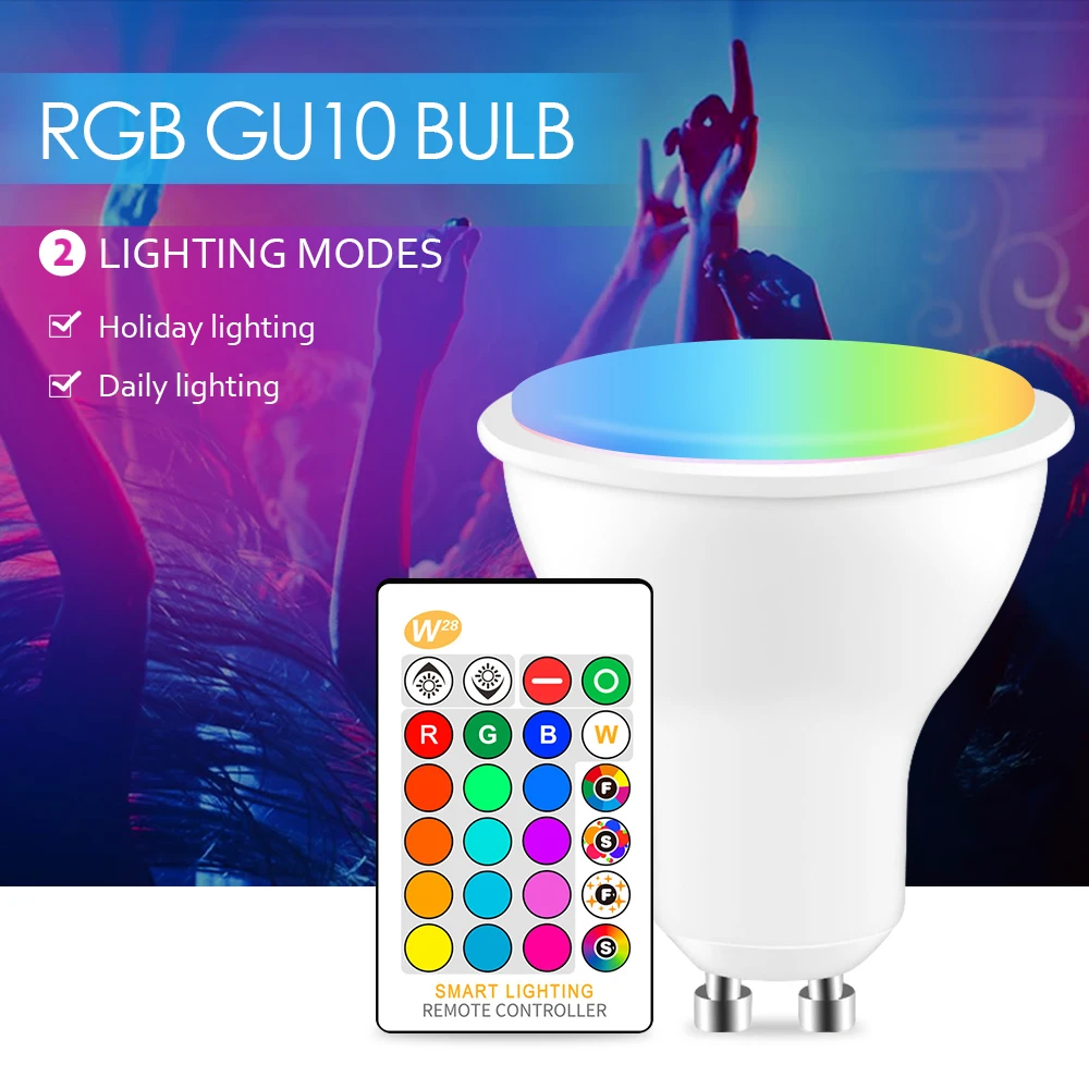 Светодиодный RGB GU10 Лампочка 8 Вт лампа светильник 110 В 220 В светодиодный лампочка RGBW RGBWW лампада светодиодный светильник 16 цветов сменный с ИК-пультом дистанционного управления