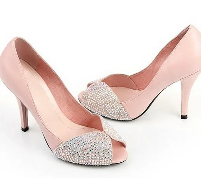 2018 новые роскошные модные розовые блестящие туфли со стразами на высоком каблуке