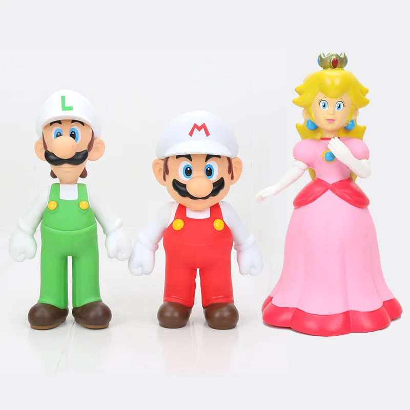3 шт./компл. 23 см Super Mario Bros Луиджи, Марио, Йоши ПВХ Фигурки игрушки коллекция игрушка кукла - Цвет: 23cm peach oppbag