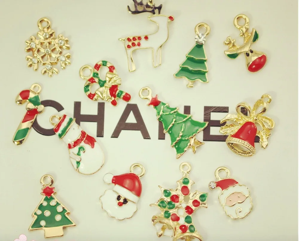 

50pcs/lot Xmas enamel charms-embellishments for scrapbooking-Christmas charm