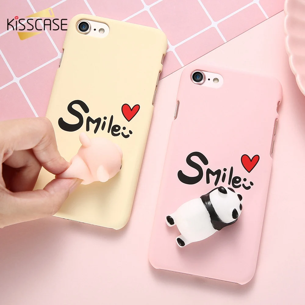 2018 Kisscase 3D милые куклы чехол для iphone 8 7 6 S 5S 5 SE Жесткий ПК Мягкий силиконовый стресс