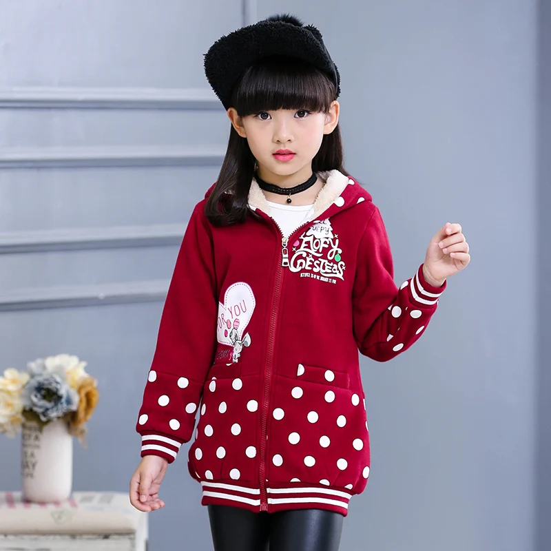 Новинка Весна 2018 толстовки с капюшоном для девочек спортивные куртки в горошек