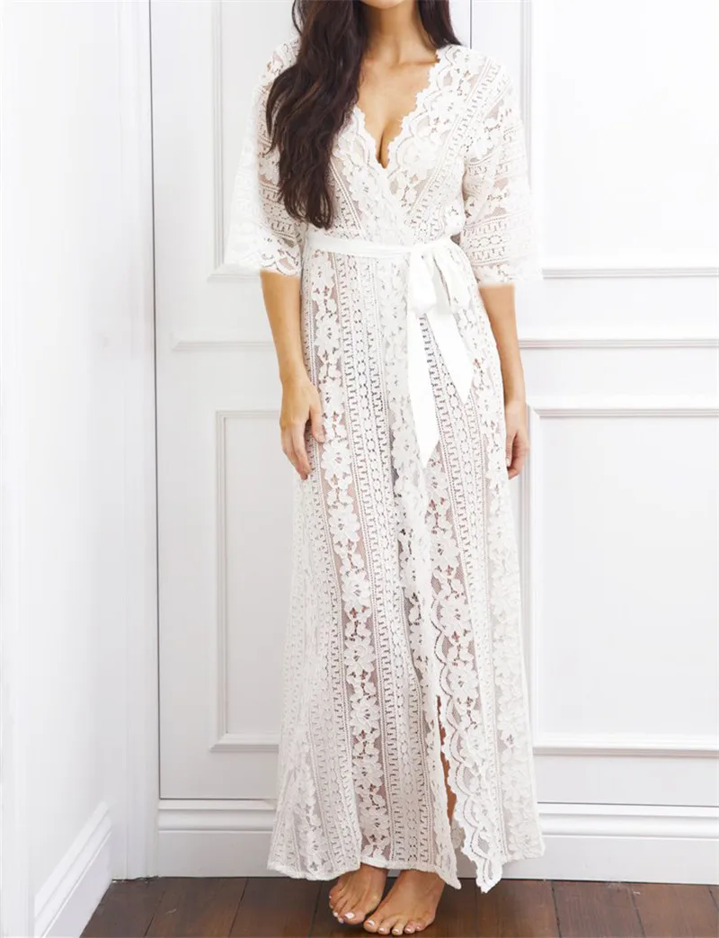 Элегантное платье с поясом Парео Кружевная туника для женщин Большие размеры