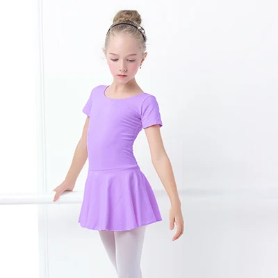 short sleeve Хлопковое платье для балета для маленьких девочек, детская одежда для балета, Одежда для танцев, тренировочная Одежда для танцев - Цвет: short sleeve