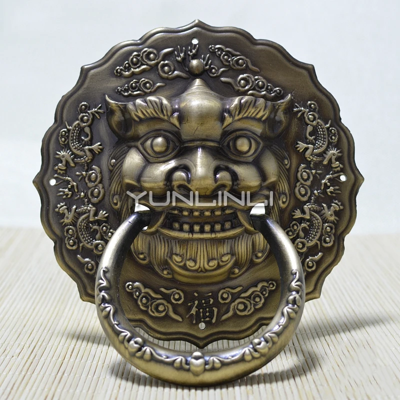 Бронзовая деревянная дверь винтажный антикварный дверной молоток в китайском