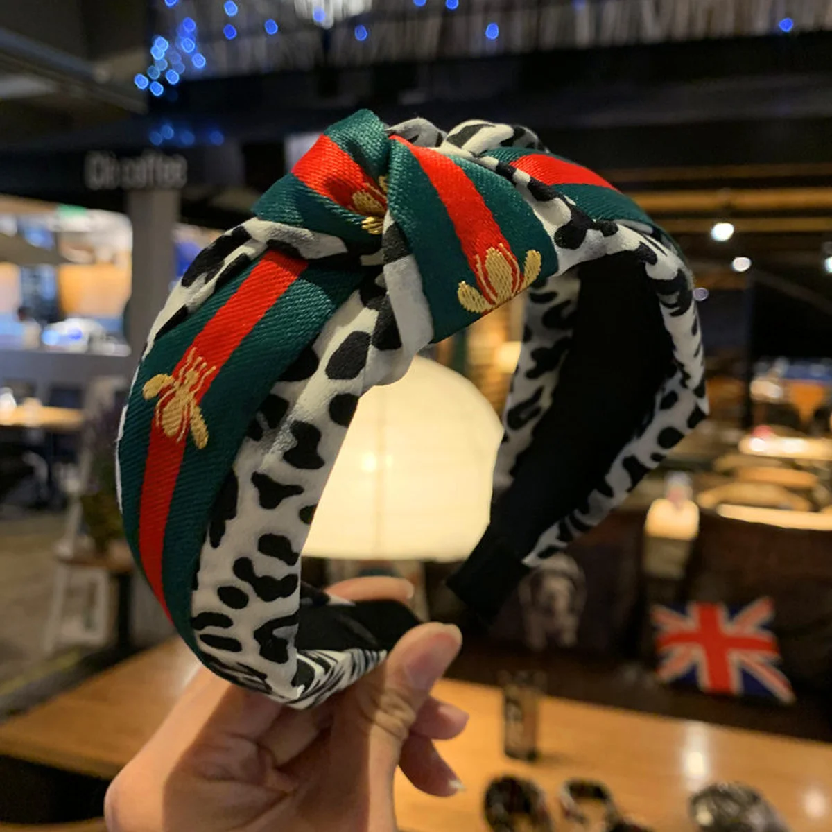 Леопардовая повязка Милая пчела вязаная на голову для женщин Мода INS корейские