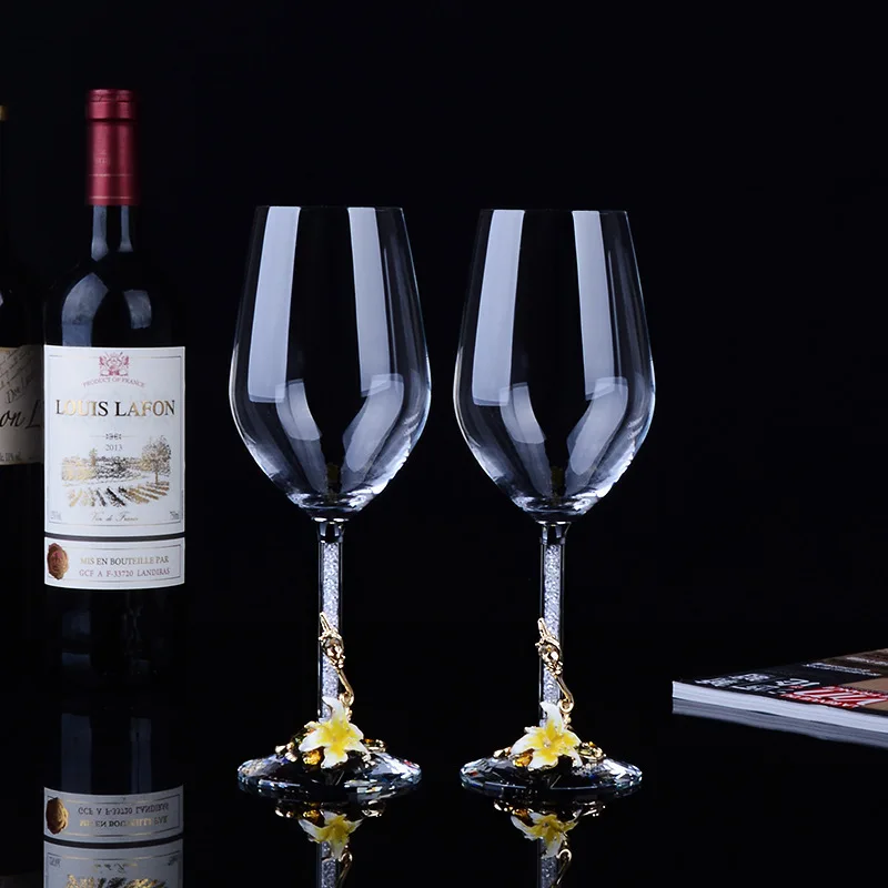2017 Originality Red Wine Glass K9 Crystal Goblet Enamel Colors Cup Marry Gift 2 Piece/Kits Lead Free Glass|wine cup|red wine glasswine glass |