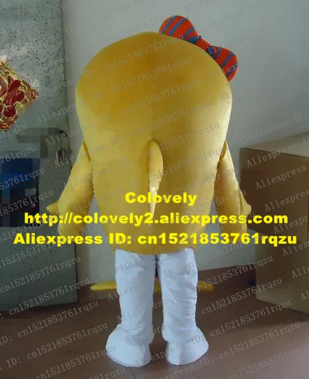 Handsome Yellow Dolphin Porpoise Sea Hog Delphinids Whale Cetacean Mascot Costume Cartoon Character Orange Bowknot ZZ249 Free SH |