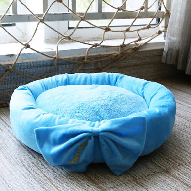 Милый галстук-бабочка дизайн круглая кровать для собаки коврики кошка щенок