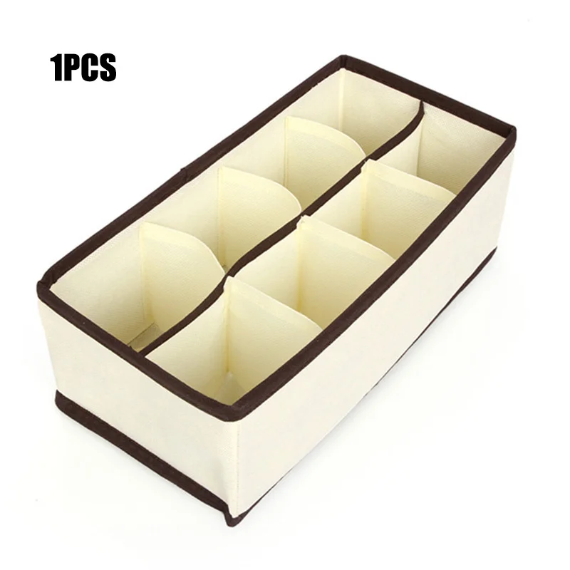8grid 1PCS MICCK 4 шт./компл. Лидер продаж Нетканые бежевый литейный Ящик Контейнер для хранения с выдвижными ящиками делитель с крышкой Шкаф Коробки для галстуков Носки Бюстгальтер Нижнее белье - Цвет: 8grid 1PCS