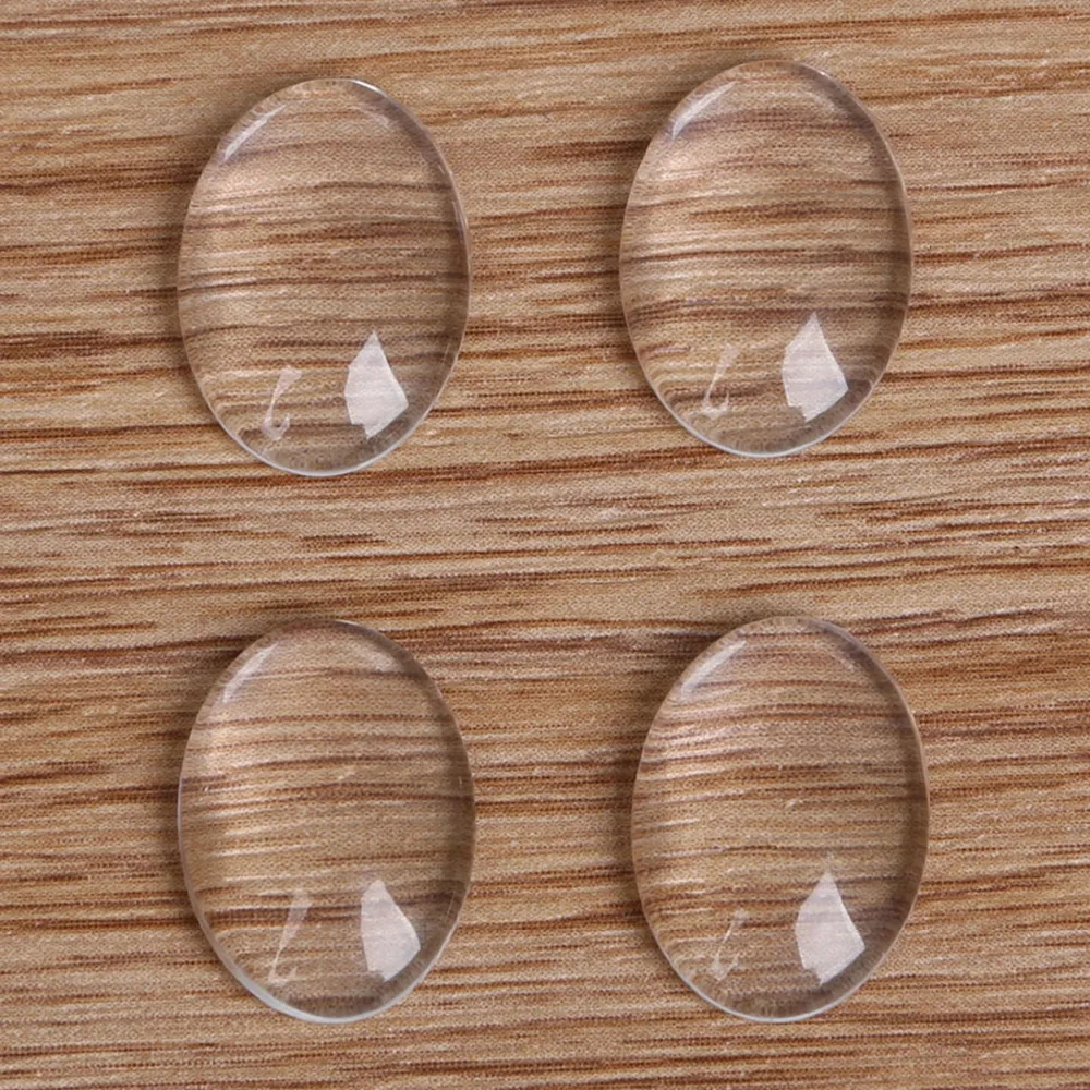Овальный прозрачный стеклянный кабошон разных размеров с плоской задней