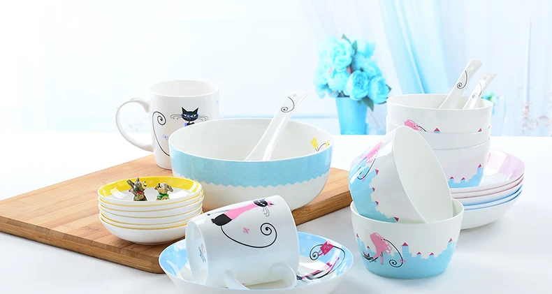 28 шт./компл. корейский набор посуды из костяного фарфора костяные фарфоровые