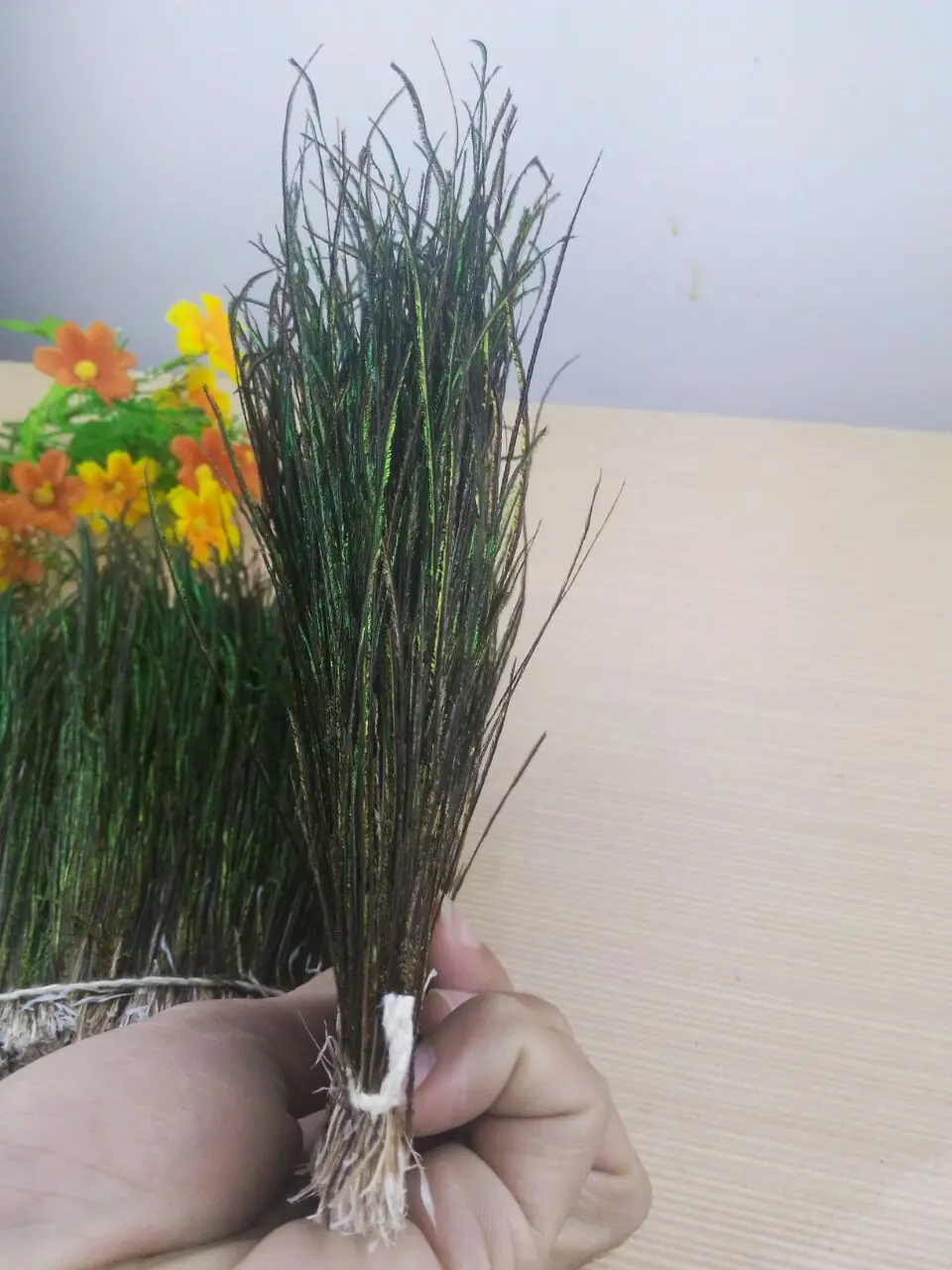 Продажа 1 ярдов длинное натуральное павлинье перо пряжа Шелк длинна 15 20 см