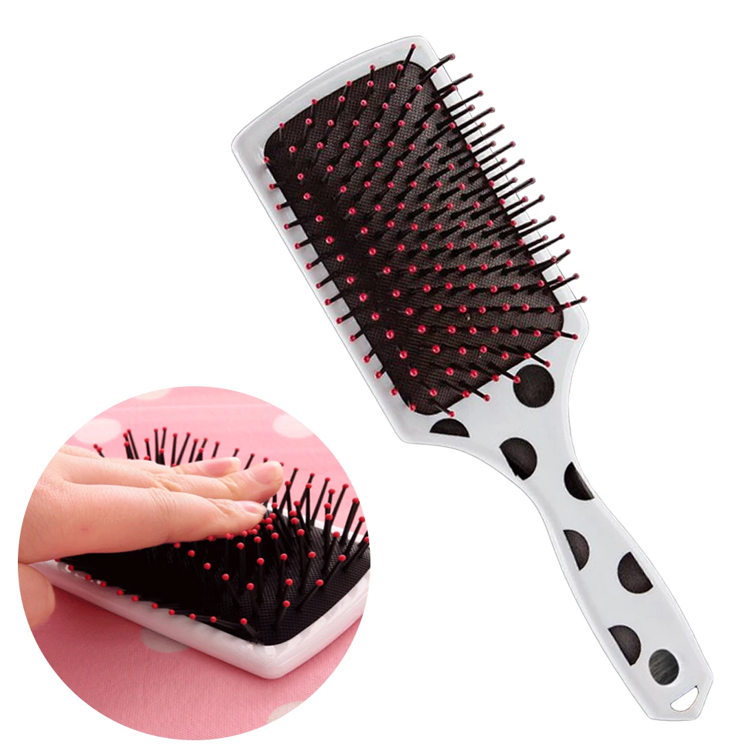 Большая пластиковая расческа молочного цвета ABS нейлоновые иглы подушка