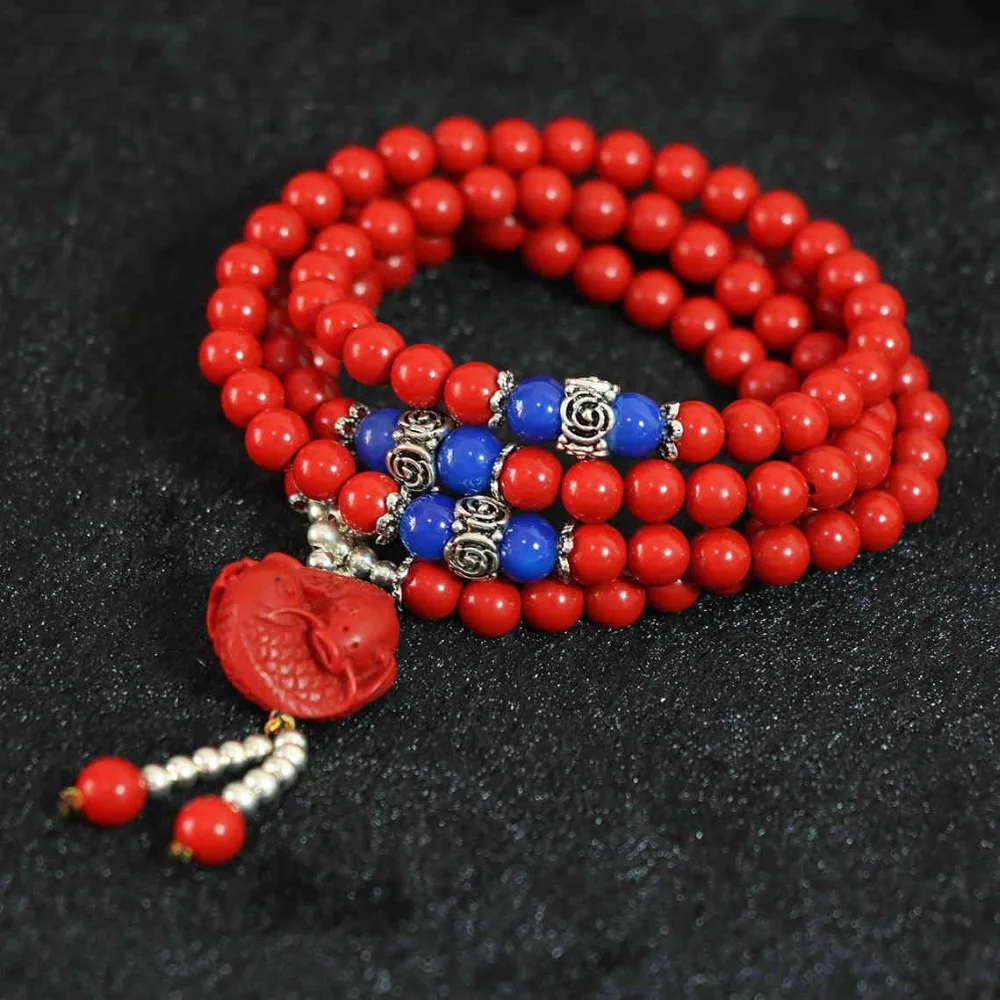 Новый дизайн подвеска в виде рыбы многослойный синтетический красный циннабар 6