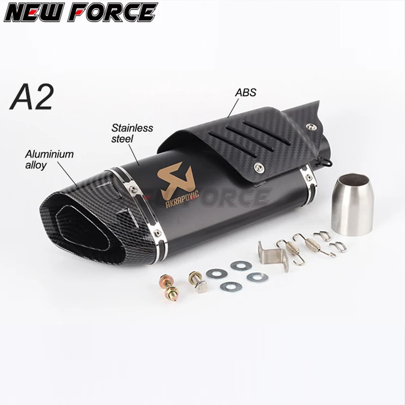A2 Мотоцикл Akrapovic выхлопной модифицированный глушитель труба скутер питбайк грязи Мотокросс Универсальный R6 ZX6R Z900 GSXR750 DUKE690 - Цвет: A2