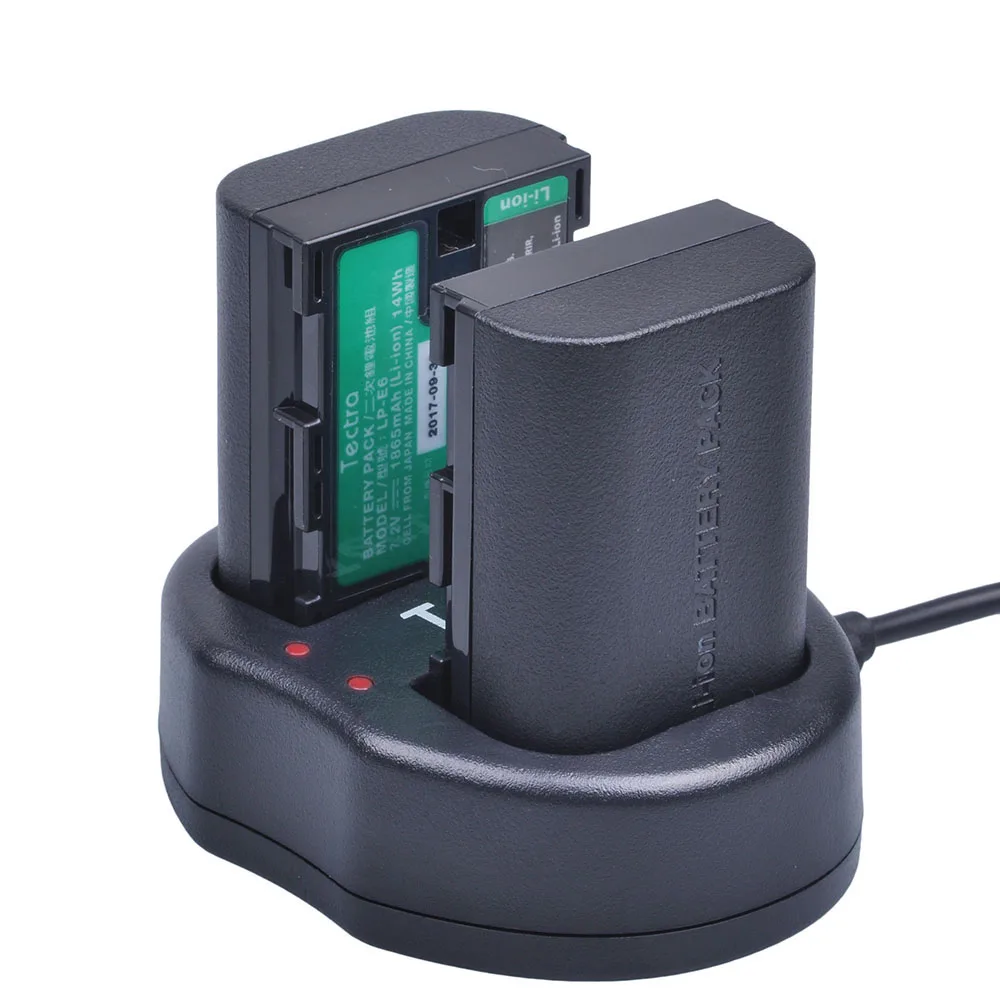 Tectra 3 шт. LP-E6 LP-E6N батарея с высококачественными японскими ячейками + USB двойное