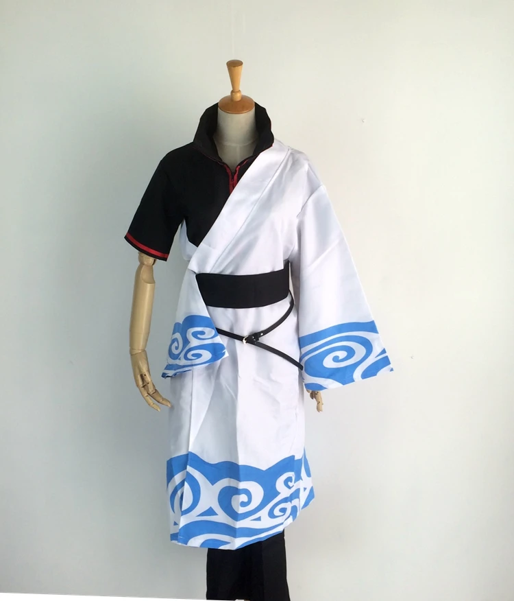 Hot Anime GINTAMA cosplay Sakata Gintoki cos Japanese Halloween Unisex kimono costumes white coat+black shirt+pants+belt | Тематическая