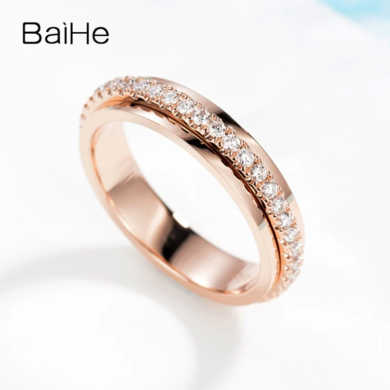 Женское кольцо с натуральным бриллиантом BAIHE розовое золото 14 к 0 43ct H/SI|Кольца| |
