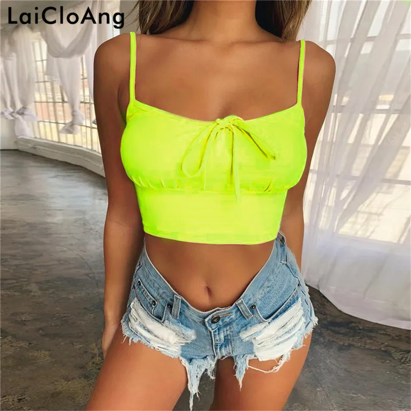 LaiCloAng тонкий летний женский топ на бретельках с открытой спиной сексуальный