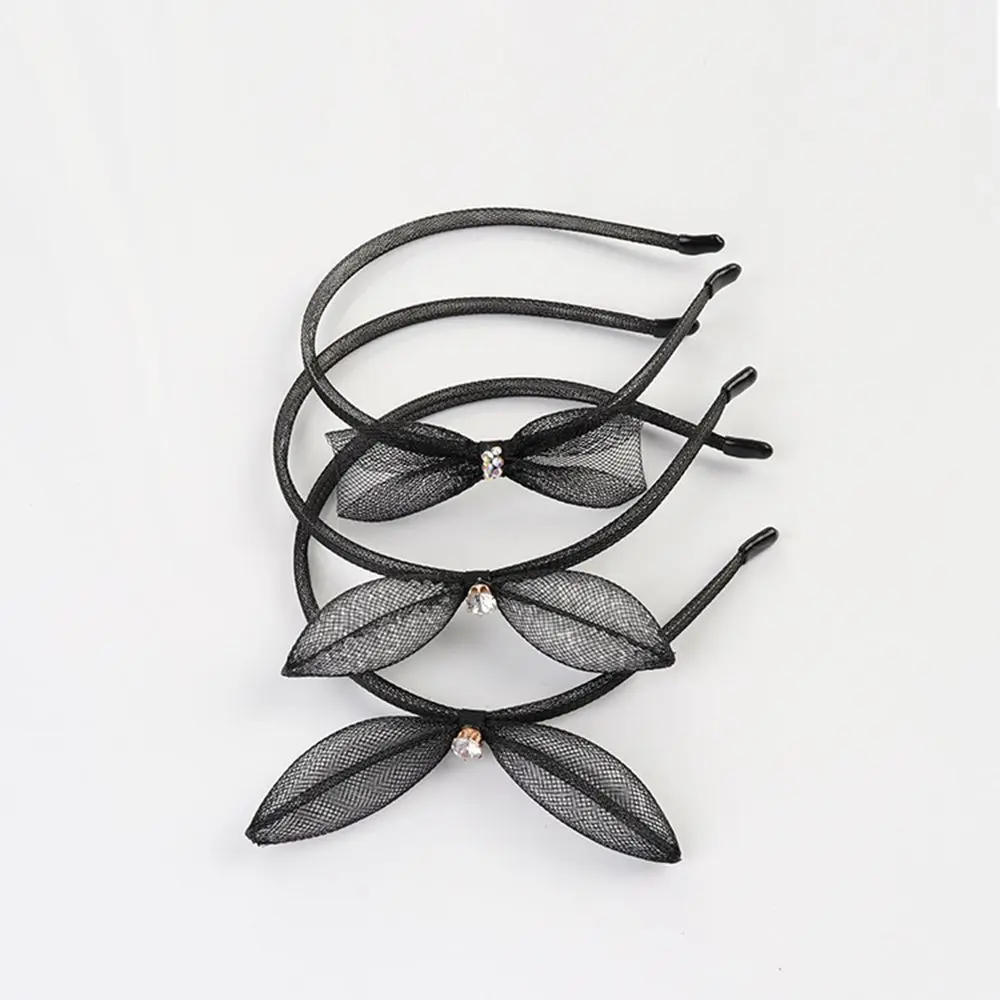 Женская заколка обруч для волос модный из газовой ткани с кристаллами и стразами