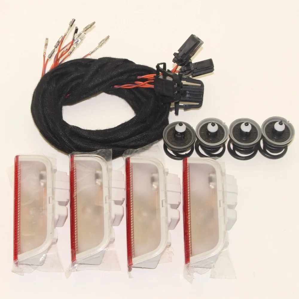 4 шт. OEM двери Предупреждение Свет Интерьер лампы огни + кабель провод для Гольф Jetta