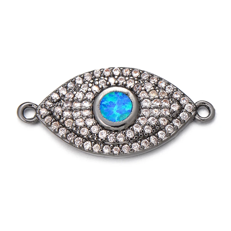 Neovivi Blue Opal CZ Trendy Devil's Eye Charm Women Men Bracelets Craft DIY Connector Cubic Zirconia Charms for Jewelry Making |