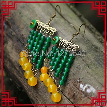 Винтажные серьги-подвески chrysoprase оригинального дизайна зеленые серьги ручной