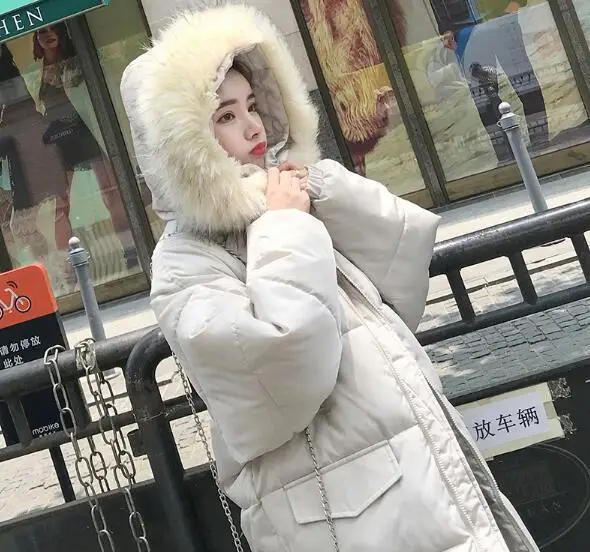 Fdfklak, большой размер, свободный пуховик, женская зимняя куртка, меховой капюшон, хлопковое пальто, толстые длинные женские пальто, парка, jaqueta feminina