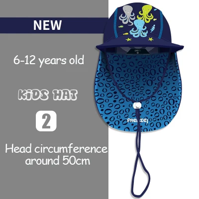 Blue Octopus M От 2 до 12 лет, Детская летняя пляжная кепка с УФ-защитой, детская шапка для мальчиков и девочек, детские кепки от солнца, шапочка для плавания, дышащая, защита шеи, для улицы - Цвет: Blue Octopus M