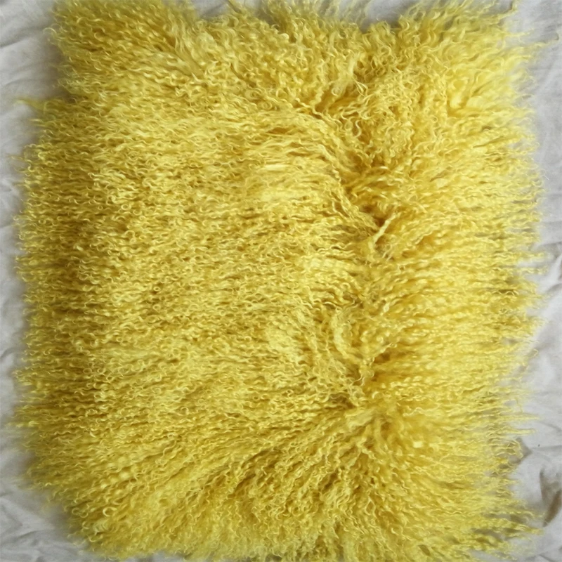 Наволочка из желтого монгольского меха декоративные подушки для дивана домашняя